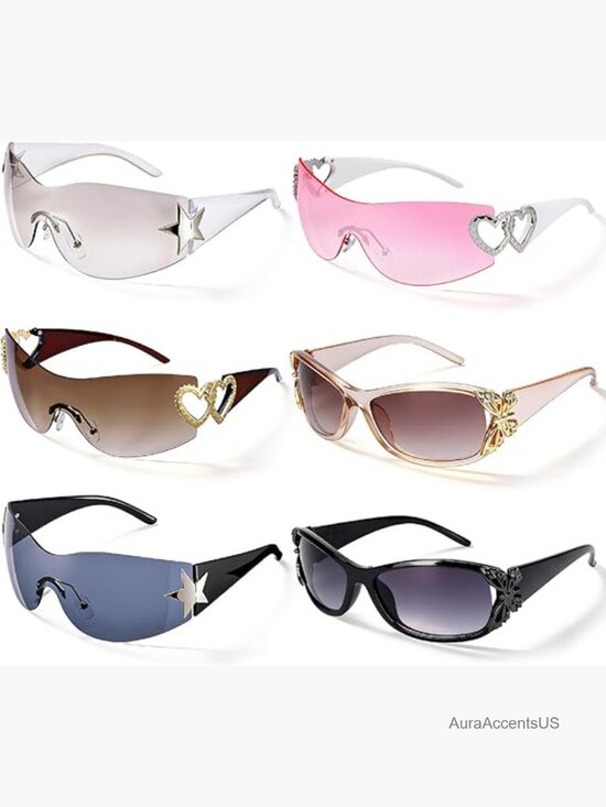 Oversized Rimless Star Y2K Sunglasses Wrap Around Shield Unisex UV400 Polarized main image 6